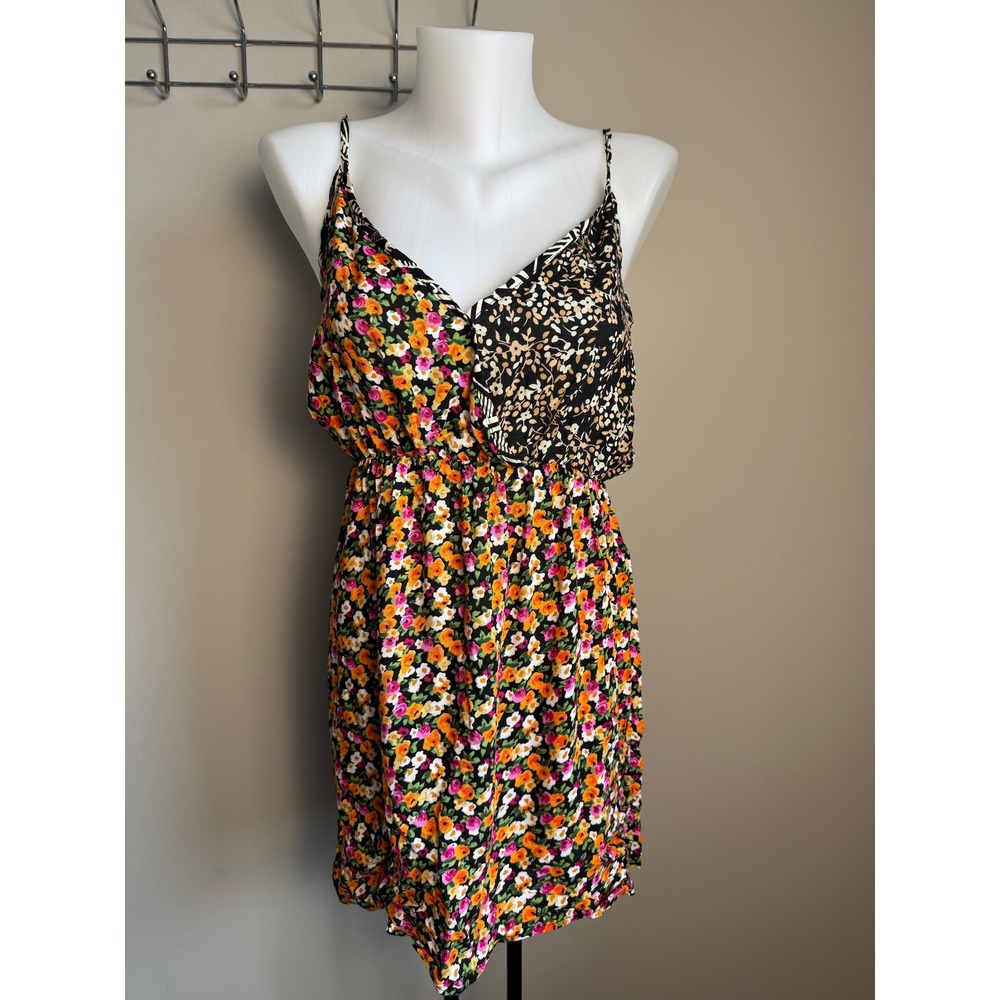 Urban Renewal Floral Mixed Print Mini Dress Elastic Waist Women's S Boho Chic